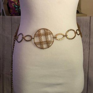 Gold Tone Filigree # Circle Tassel Waist Belt